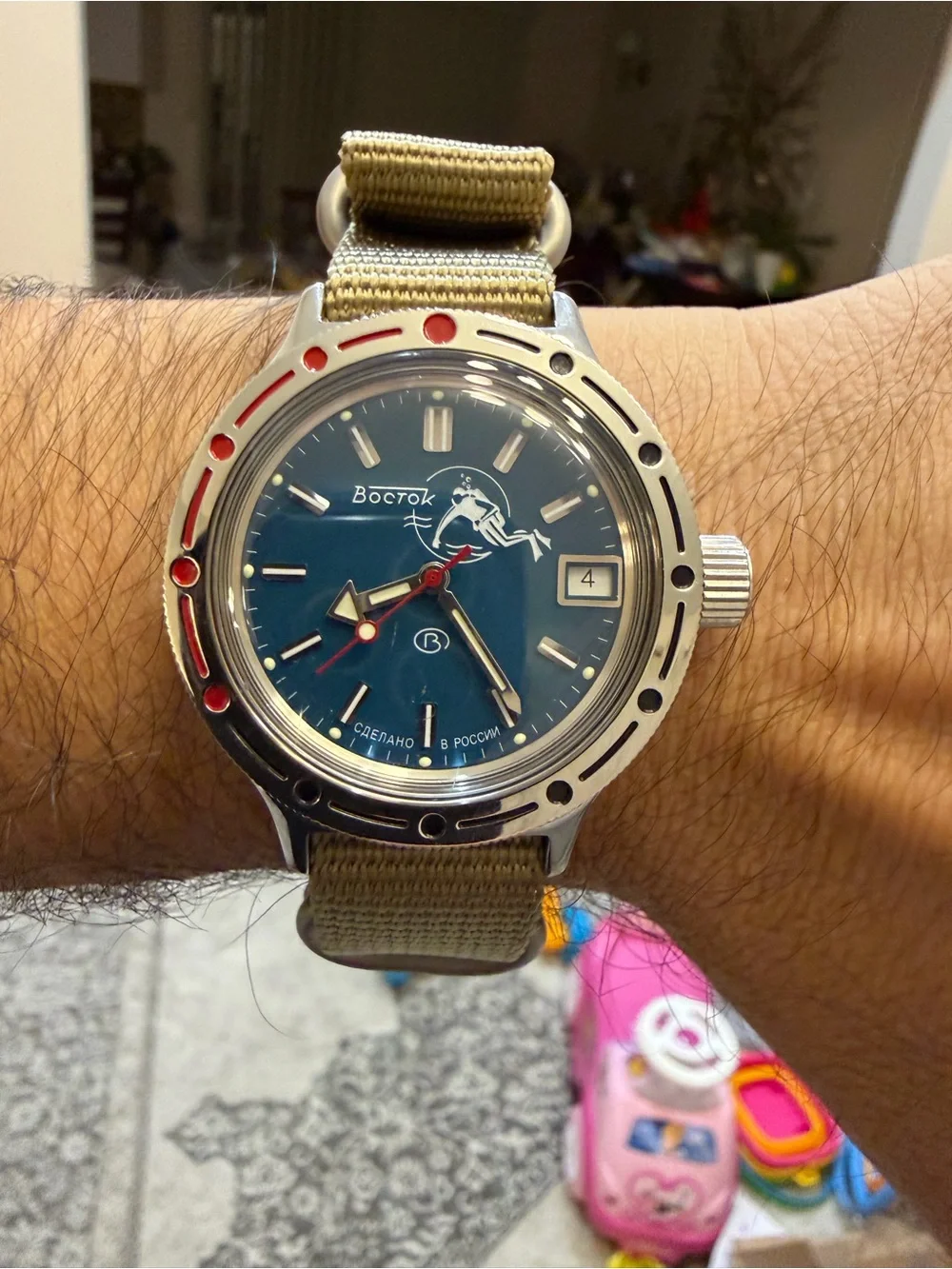 Vostok Amphibia 420059 Scuba Dude Automatic 200m Diver Watch Teal/Olive Dial